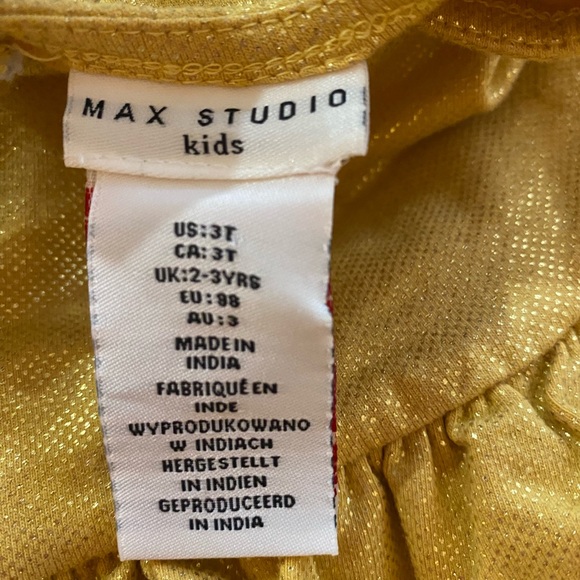 max studio kids gold metallic dress 3T ruffle - Picture 3 of 8